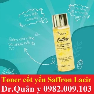 Toner Cốt Yến Safron saffron Drlacir Chai 100ml,Dr lacir hỗ trợ cân bằng độ ẩm da,co nhỏ lỗ chân lông,Giúp làm sạch sâu