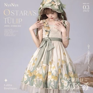 Áo Thun In Hình Hoa Tulip Phong Cách lolita Thanh Lịch Thời Trang Xuân Hè JSK OP T7CQ