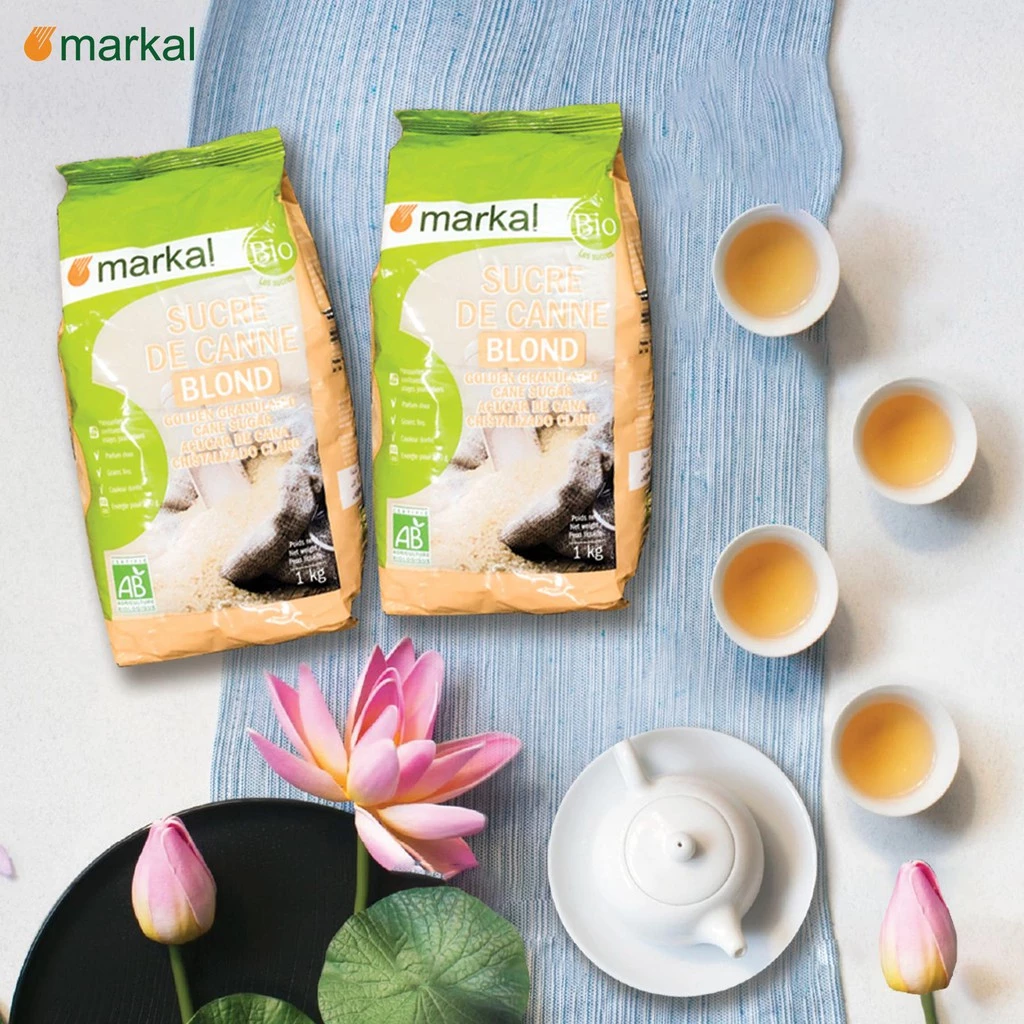 Đường mía thô hữu cơ hạt nhỏ Markal 1kg - Organic Sugar cane blond Markal