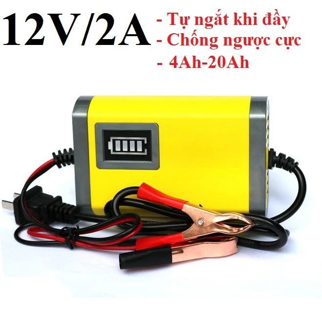 [FREESHIP] Sạc ắc quy 12V-2AH sạc bình ắc quy ô tô, xe máy từ 12Ah đến 20Ah