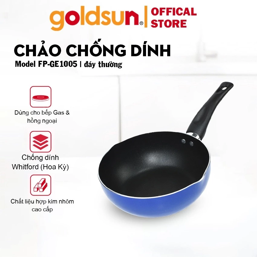 Chảo Chống Dính Sâu Lòng Goldsun Hợp Kim Nhôm 20cm Đáy 5 Lớp - GPA1005-20