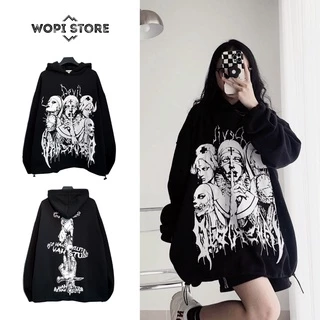 Áo Hoodie NUN DEVIL Form Rộng Vải Nỉ Bông Tay Dài Phong Cách Street Style Ulzzang Nam Nữ Unisex (Ảnh Thật/ Có Sẵn)