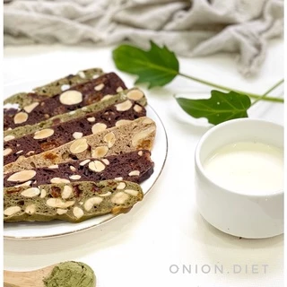 Bánh BISCOTTI Onion.Diet Nguyên Cám Không Đường Mix 3 Vị- 100G