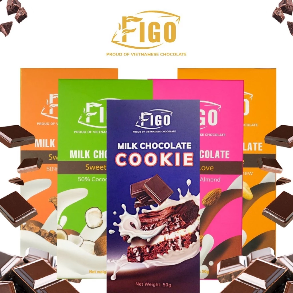 [CHƯƠNG TRÌNH TẾT] Combo 5 Hộp socola sữa đủ vị 50gram FIGO siêu ngon, ĂN LÀ NGHIỀN| Milk Chocolate 50% Cacao