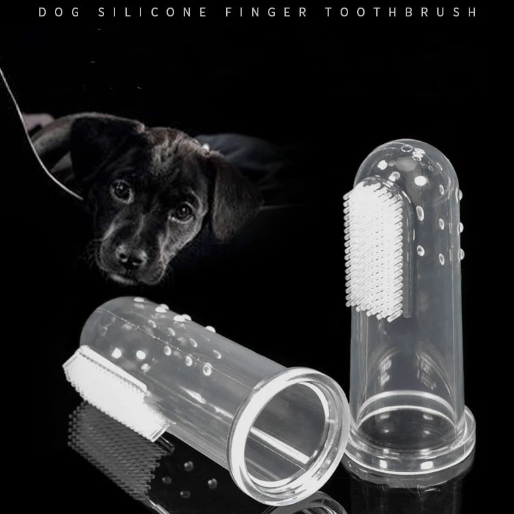 Bàn chải đánh răng ngón tay bằng silicon trong suốt dành cho chó