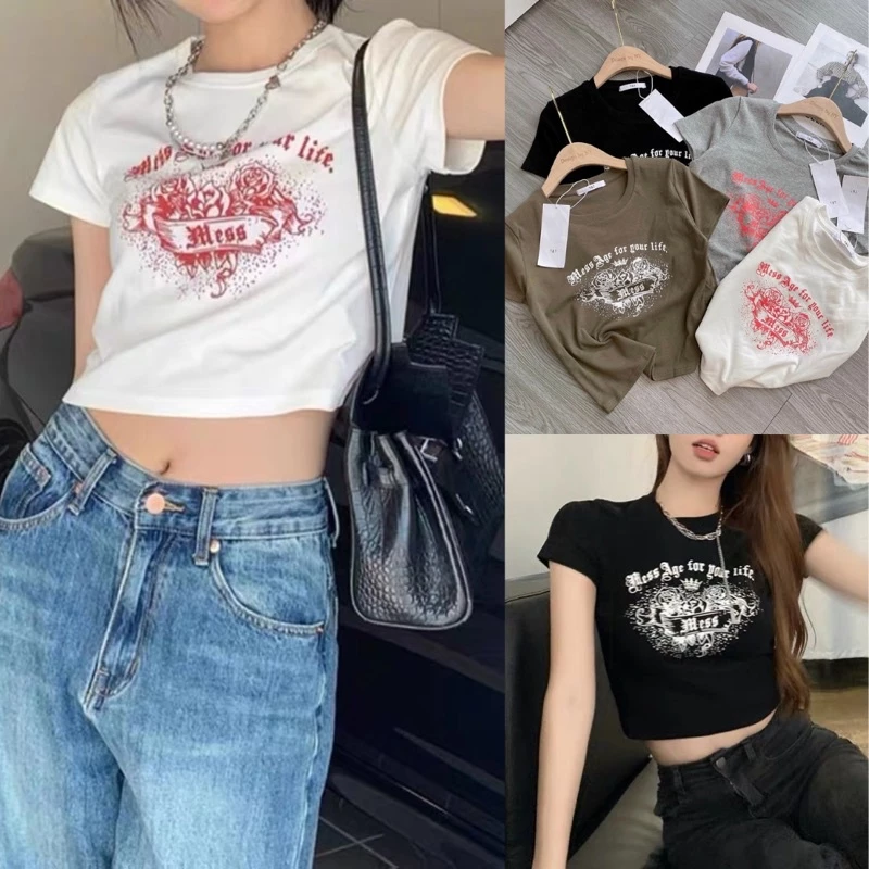 Áo croptop thun chất đẹp in hình chữ Mess hàng Quảng Châu