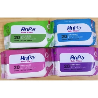 Khăn Giấy Ướt Anpa baby wipes Bỏ Túi (20 Tờ) Không Mùi