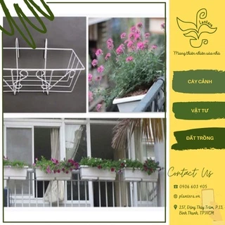 Giỏ Sắt Treo Lan Can Ban Công Chữ Nhật Lớn 63X22X17Cm - khay chậu - giỏ sắt