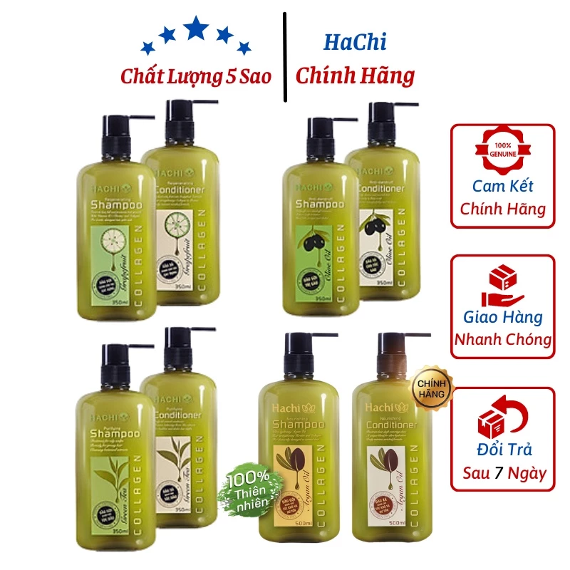 Dầu gội đầu cặp 500ml hachi collagen - Dầu gội, xả cao cấp chăm sóc tóc ngăn ngừa hư tổn, chống gàu, gãy rụng giúp mọc t