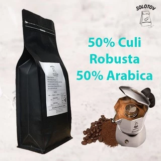 [CÀ PHÊ HẠT RANG MỘC] Cà phê 50% hạt Culi Robusta và 50% hạt Arabica rang mộc pha phin pha máy - SoloTov Coffee