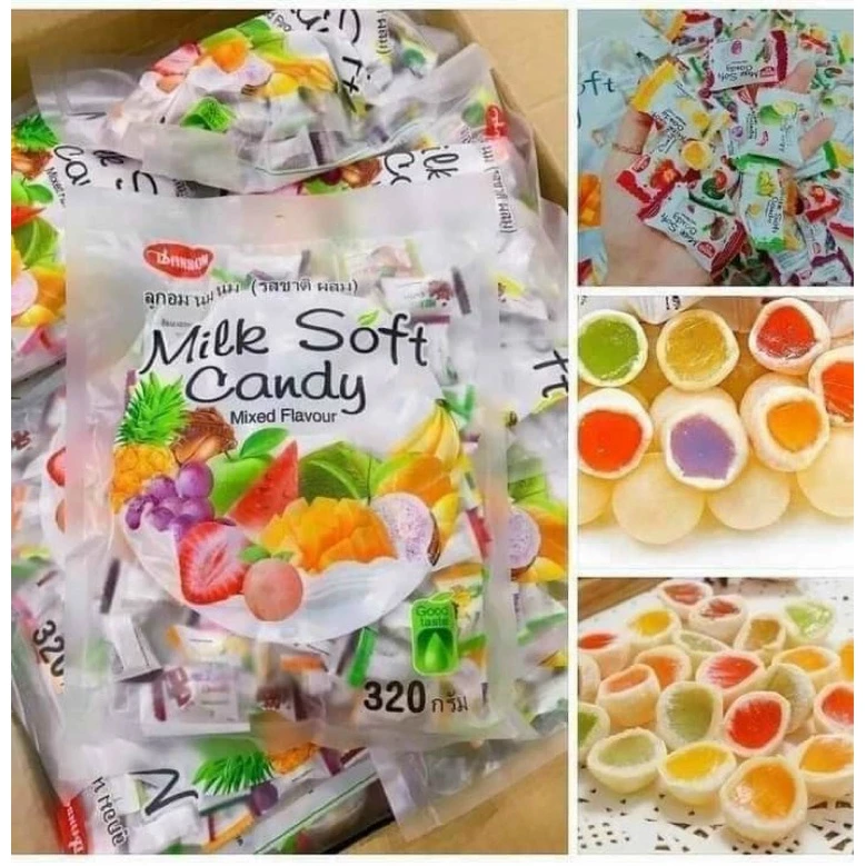 kẹo dẻo hoa quả milk soft candy 320gr