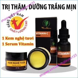 COMBO giảm thâm dưỡng da trắng mịn Wonmom (1 Kem nghệ tươi + 1 Serum Vitamin C)