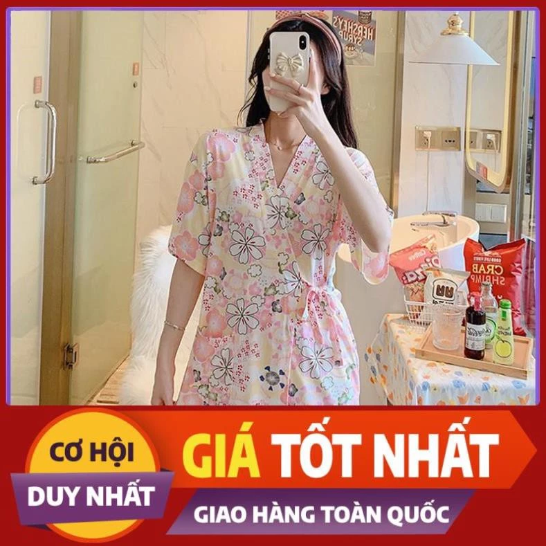 Mẫu mới về Bộ đồ ngủ quần cộc áo yukata bộ đồ ngủ đồ mặc nhà,Bộ Pijama Nữ Dây Eo Cộc new