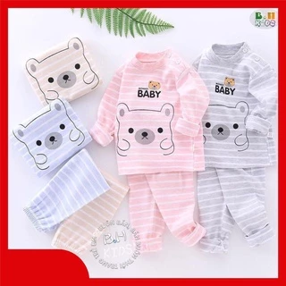 Bộ nỉ cho bé, Đồ bộ dài tay thu đông bé trai bé gái chất nỉ cotton cho bé từ 5-15kg_Quần áo trẻ em dài tay thu đông M20