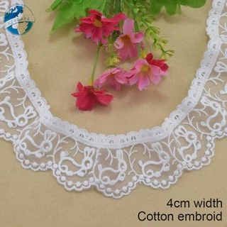 4cm rộng cotton thêu ren cạnh ren vải guipure diy trims mini váy ren ruy băng may mặc Phụ kiện 2935