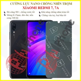 Dán chống nhìn trộm Xiaomi Redmi 7, Redmi 7A - Dán cường lực dẻo nano 9H+