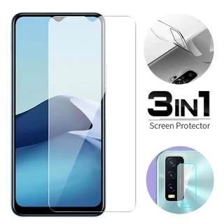 3-in-1 Kính cường lực cho Vivo V15 S1 Pro V17 Y17 Y20 Y20i Mặt trước và mặt sau và ống kính máy ảnh Bảo vệ màn hình bằng kính cường lực Phim PPF