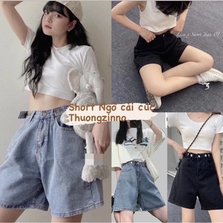 [Ảnh thật/Video]Quần ngố bò nút cài Quần short jean gài cúc ở eo phong cách trẻ trung