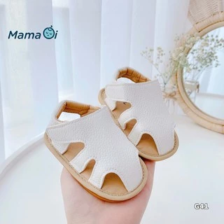 G41 Giày sandal chất da màu trắng đế nhựa cao su mềm chống trượt bám dính cho bé tập đi của Mama ơi - Thời trang cho bé