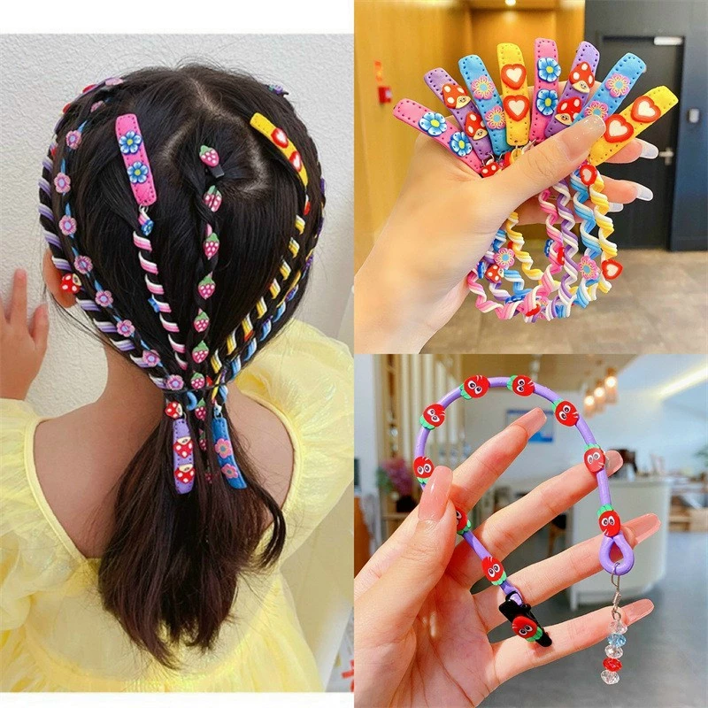 Dây quấn tóc xoắn bé gái, dây buộc tóc dạng tết nhiều màu sắc phong cách Hàn Quốc