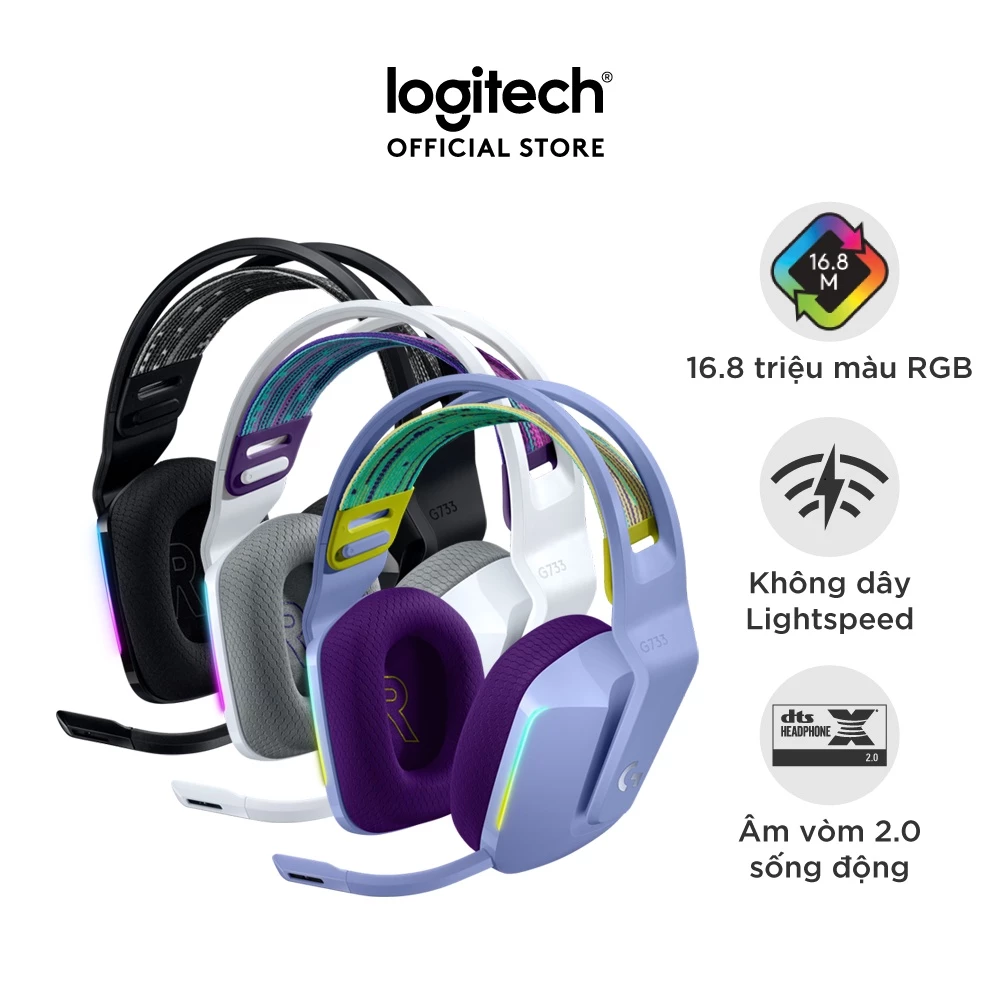 Tai nghe gaming không dây Logitech G733 - RGB, màn loa Pro-G, Mic Blue Voice