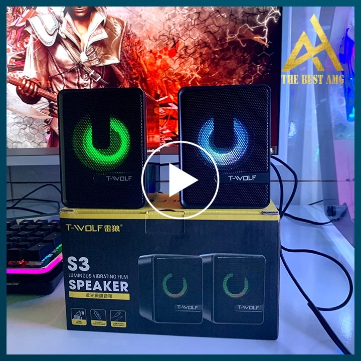Loa Máy Tính Để Bàn Mini Có Dây Led RGB 2.0 T-WOLF S3 Loa Laptop Pc Cao Cấp