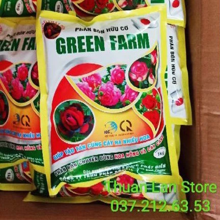 Phân Bón Hữu Cơ Green Farm Cho Hoa Hồng và Cây Cảnh túi 1kg
