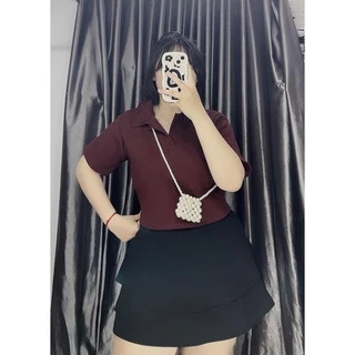 [DT Bigsize] Áo thun POLO croptop chất gân Bigsize