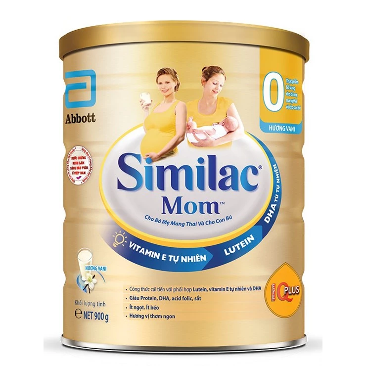 [CHÍNH HÃNG] Sữa Bột Abbott Similac Mom IQ Plus Hương Vani Hộp 900g (Bà mẹ mang thai và cho con bú)