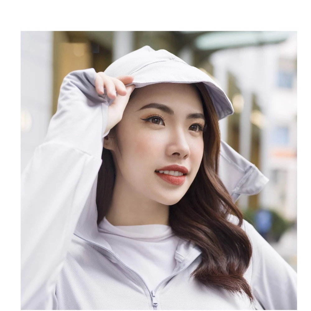 Áo chống nắng nữ 2 lớp, áo khoác chống nắng thông hơi cản tia uv dày dặn mũ liền đai to DIHU