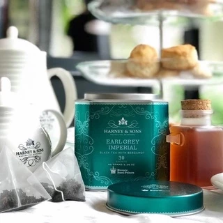 [NGON KINH ĐIỂN]Trà bá tước hoàng gia Earl Grey Imperial Harney and Sons hộp thiếc 30 túi lưới