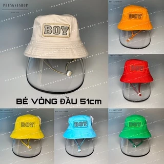 (Bé 2-4 Tuổi/ Vòng đầu 51cm) Mũ CHỐNG GIỌT BẮN cho bé trai thêu BOYTRON- Nón cản bụi trẻ em