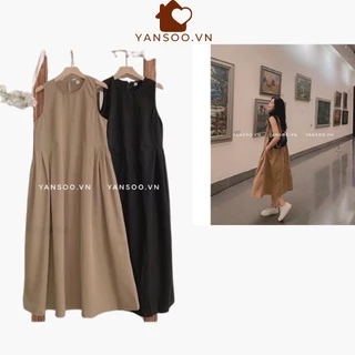 V1 Váy sát nách dáng dài có túi sườn phong cáchh Hàn Quốc , đầm babydoll xuông công chúa ulzzang nữ ( có sẵn )YANSOO