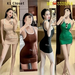 Đầm 3 lỗ sát nách viền màu ôm body dáng ngắn cực xinh , chất thun gân mềm mịn mk