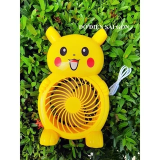 Quạt Mini Để Bàn Tích Điện PIKACHU Cổng Sạc USB Siêu Mát