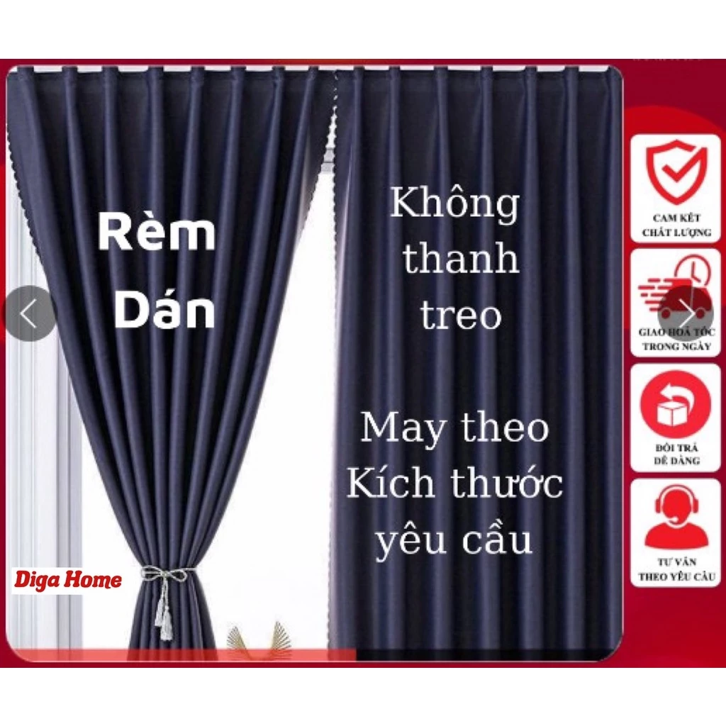Rèm Cửa Dán Tường,Không Cần Khoan Vô Cùng Tiện Lợi, Chất Liệu Vải Cản Sáng Tốt,Nhiều Màu,Nhiều Kích Thước