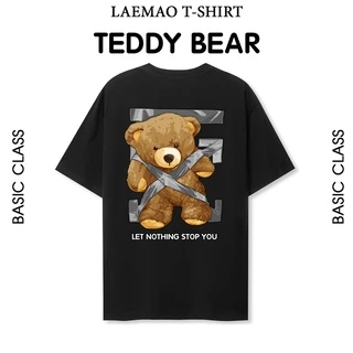 Áo thun LAEMAO chất liệu cotton tay lỡ form oversize TEDDY BEAR