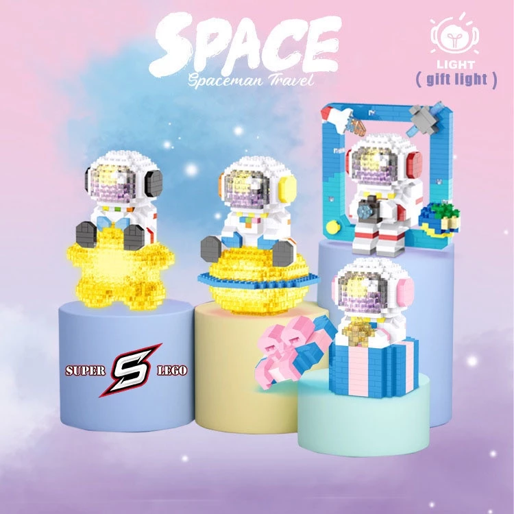 Lego mini đồ chơi lắp ráp 3D hình Phi Hành Gia dễ thương, cute có đèn Led- Super.Lego