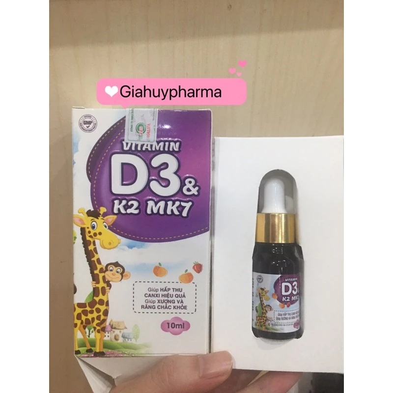 Vitamin D3 & k2 MK7 giúp tăng hấp thu cãni vào xương .giúp xương răng chắc khỏe lọ 10ml