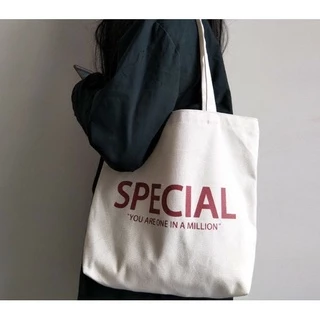 Túi Tote Vải Canvas In Chữ Special Phong Cách Hàn Quốc