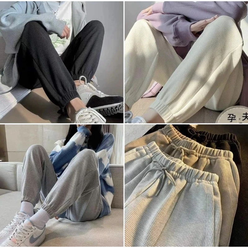 Quần ống rộng chất tổ ong - Quần jogger thể thao unisex dày dặn phong cách Ulzzang