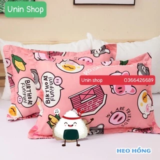 (Deal Hot) Áo gối nằm, vỏ gối đầu poly cotton mẫu HEO HỒNG 45x65cm, bao bọc gối nằm nhiều mẫu mới