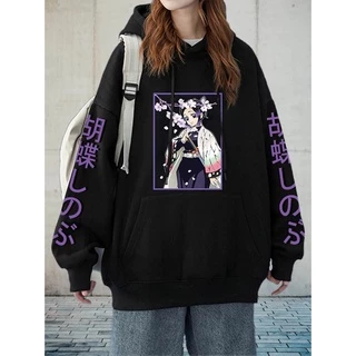 Demon Slayer Khoác Quá Khổ Áo Hoodie Nữ Áo Anime Chui Đầu Có Mũ Dạo Phố