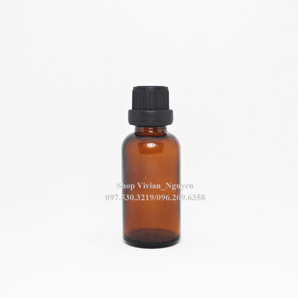 Chai lọ thủy tinh đựng tinh dầu 30ml màu nâu nhỏ giọt - Nắp đen có seal ( LOẠI ĐẸP )