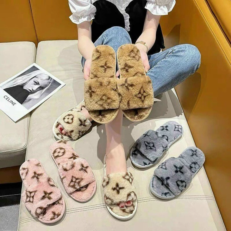 Dép lông đi trong nhà quai ngang cao cấp🍒 FREESHIP🍒Dép bông nữ cao cấp lông thỏ êm chân giữ ấm đi trong nhà