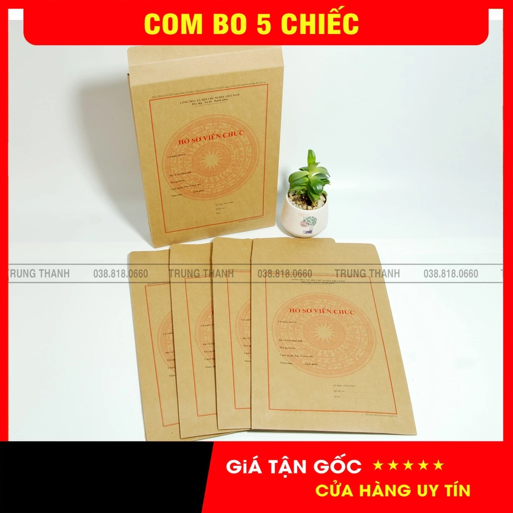 [COMBO] 5 Vỏ túi Hồ sơ Viên Chức Theo Thông tư số 07/2019/TT-BNV ngày 01/6/2019 của Bộ trưởng Bộ Nội vụ