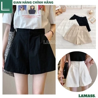 Quần short vải nữ 3 mầu kiểu dáng công sở ulzzang vintage hàn quốc -LAMASS