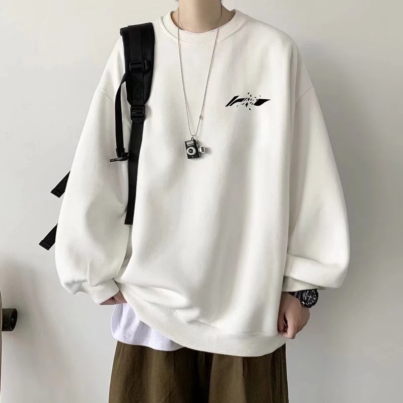 Áo Sweater Mỏng Cổ Tròn Dáng Rộng In Logo Đơn Giản Thời Trang Unisex Size M-8XL