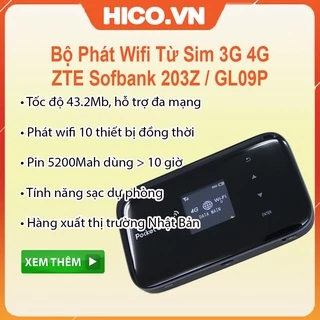 ZTE Pocket Wifi GL09P 203Z Bộ phát wifi Từ Sim 3G Nhật Bản Kiêm Pin Sạc Dự Phòng