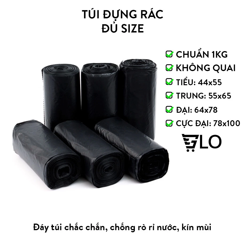 1 Kg Túi Đựng Rác Tiện Dụng Size Nhỏ, Trung, Đại, Cực Đại, Loại Dai Đủ Kg, - Chắc Chắn, Tiện Lợi Cho Mọi Không Gian